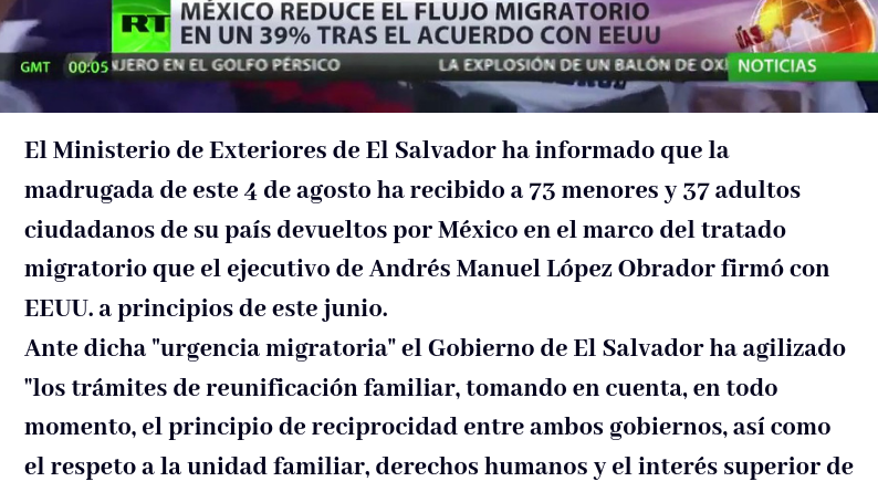 📄[NOTICIA]: México devuelve a El Salvador a 110 migrantes, la mayoría niños.
