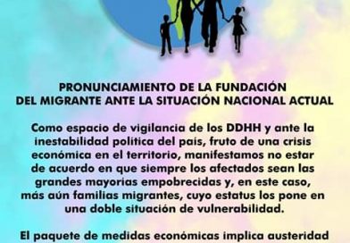 PRONUNCIAMIENTO DE LA FUNDACIÓN DEL MIGRANTE ANTE LA SITUACIÓN NACIONAL octubre de 2019